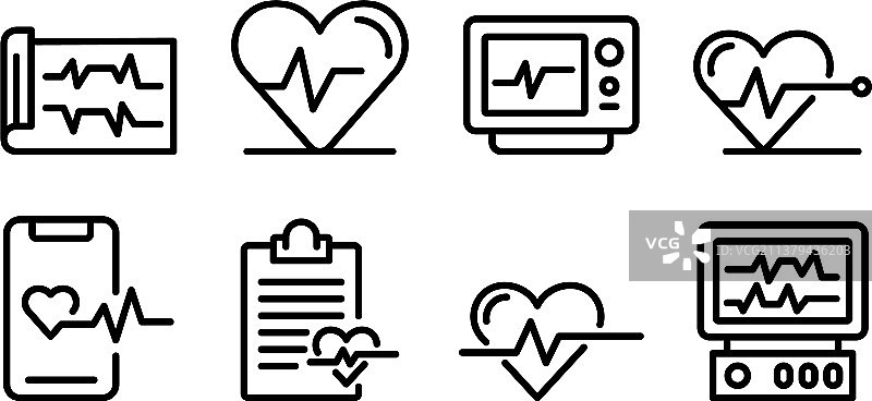 心电图图标轮廓样式图片素材