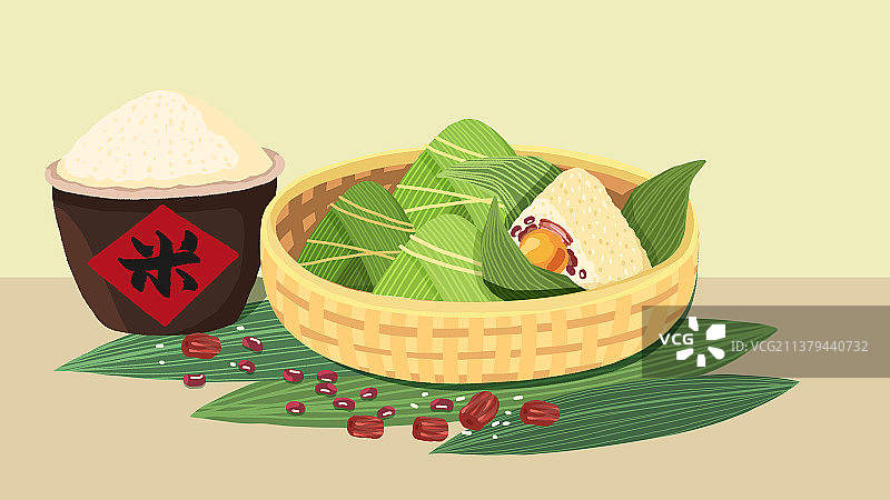 卡通端午节粽子插画图片素材