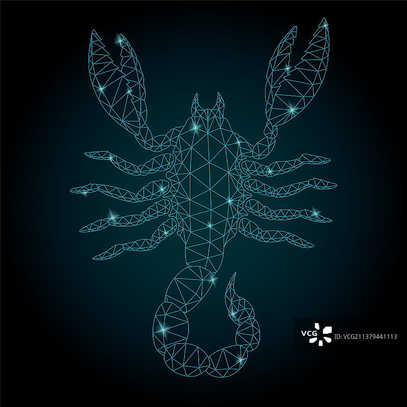 程式化闪亮蝎子的星光低多边形艺术图片素材