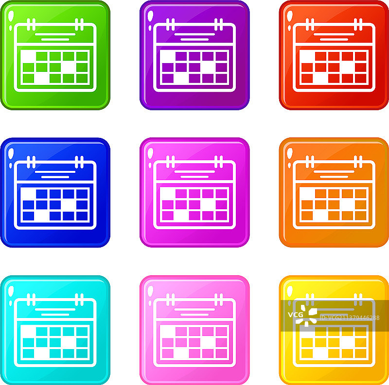 细胞日历图标9色合集图片素材