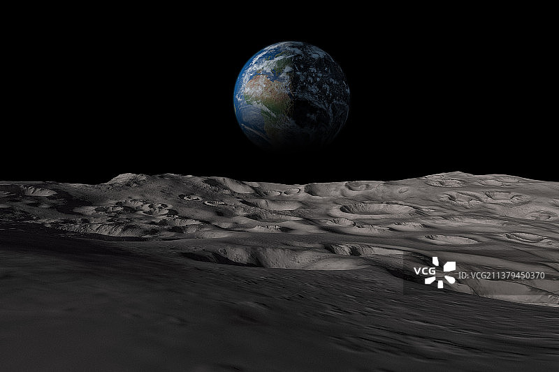 月球表面与遥远的地球图片素材
