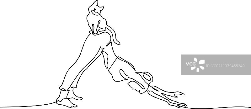 单线绘制的瑜伽犬式女人图片素材