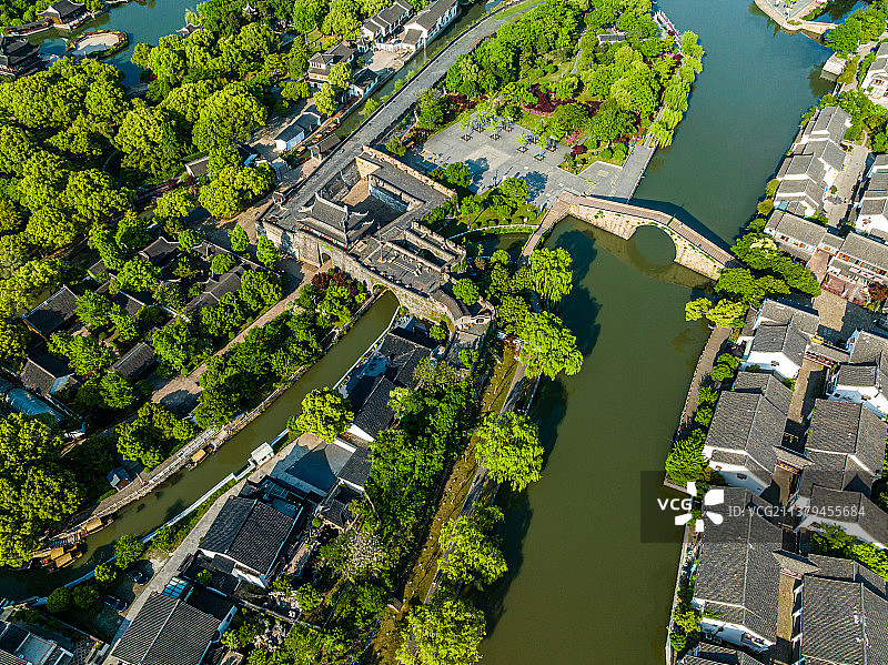 江苏苏州盘门景区航拍图片素材
