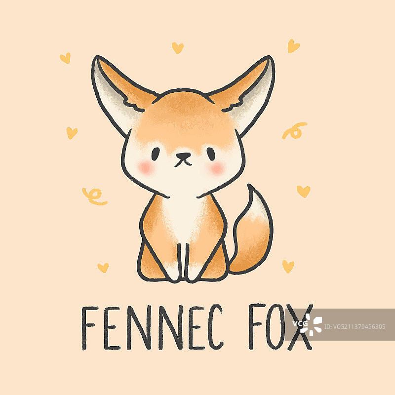 可爱的耳廓狐卡通手绘风格图片素材