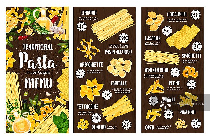 意大利面食菜单图片素材