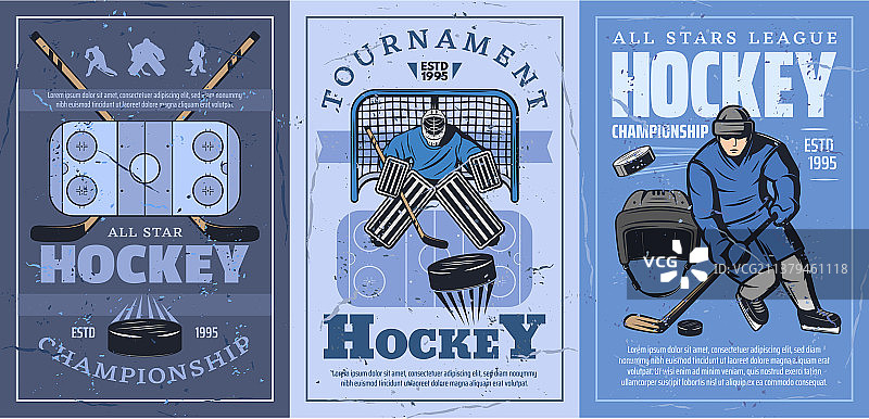 冰球场、球杆、冰球、运动员和球门图片素材