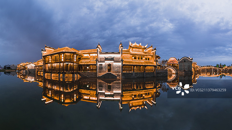 宜宾李庄古镇月亮田夜色图片素材