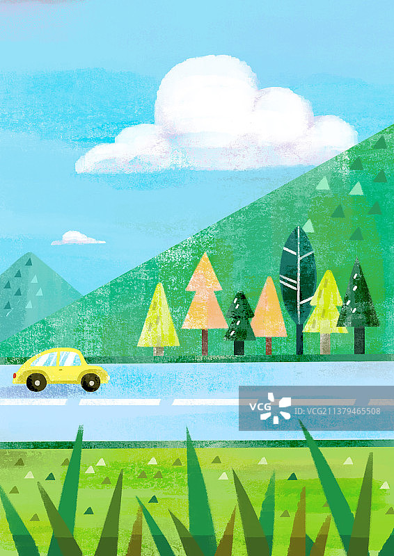 夏日山路图片素材