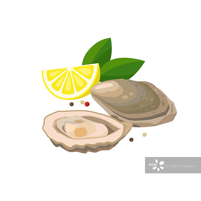 扁平风格的柠檬生蚝图片素材