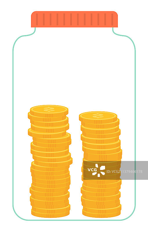 装满美元硬币的玻璃罐图片素材