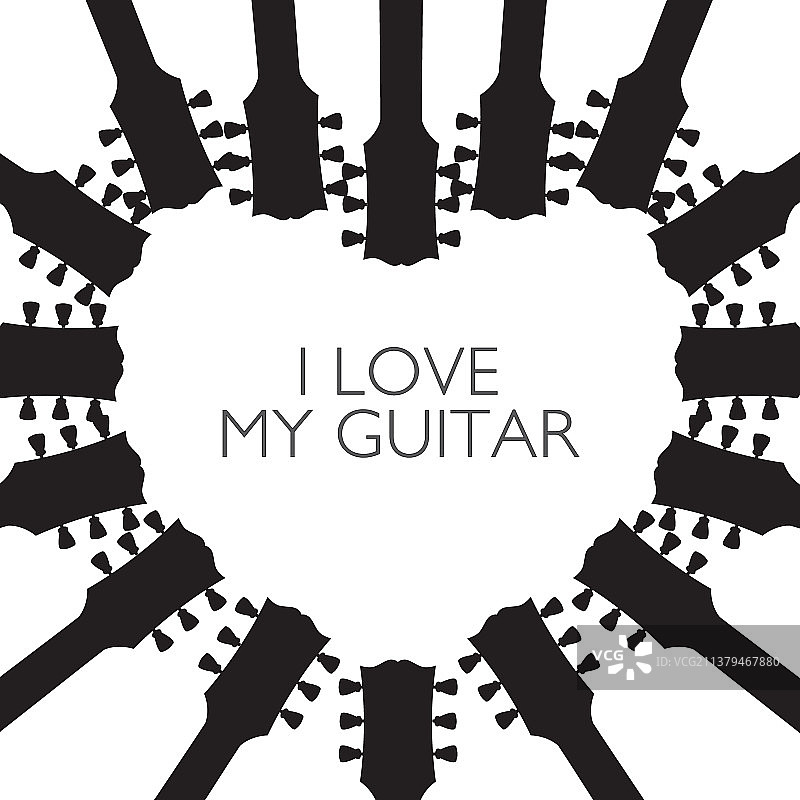 吉他琴头组成的心形图片素材