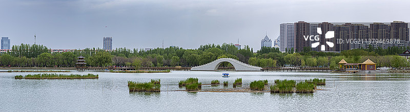 银川的春天—宝湖春归图片素材