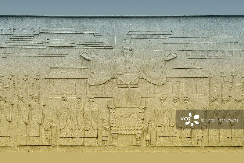 中国历史事件浮雕，商汤灭夏图片素材