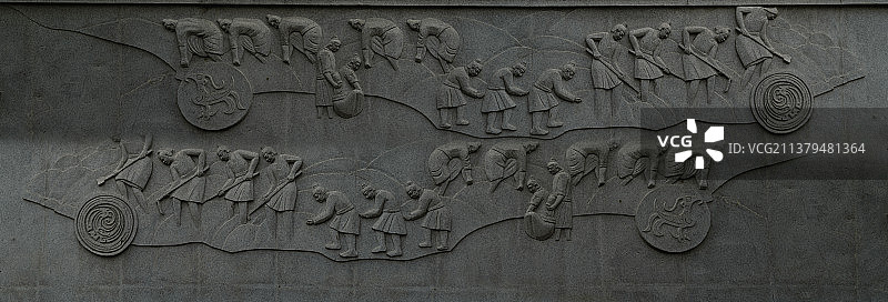 浮雕，中国商代农业生产图景图片素材