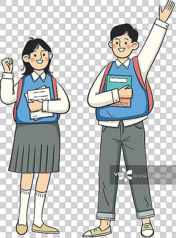 两个积极向上的学生图片素材
