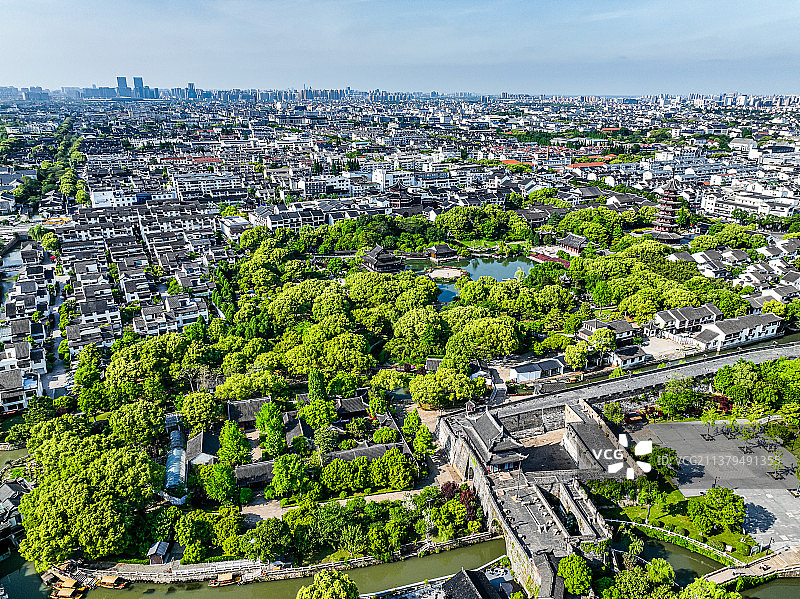 江苏苏州盘门景区航拍图片素材