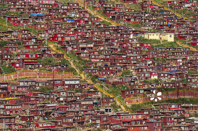 俯瞰色达佛学院图片素材