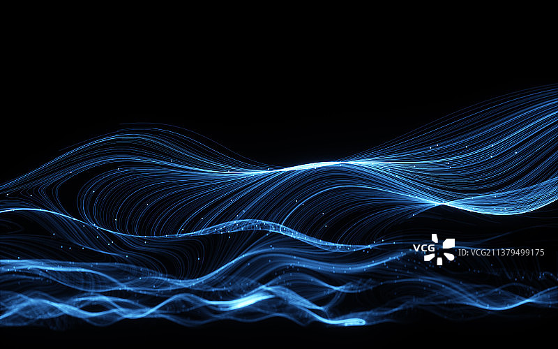 三维粒子曲线抽象科技黑色背景图片素材