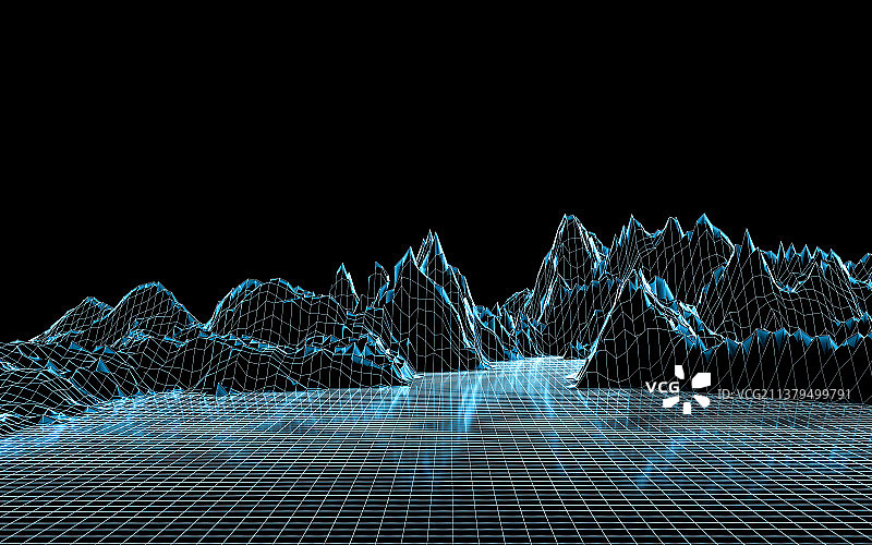 地形山脉科技线条黑色背景图片素材