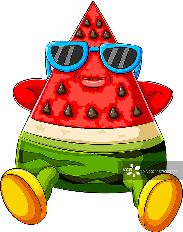 趣味西瓜卡通晒太阳图片素材