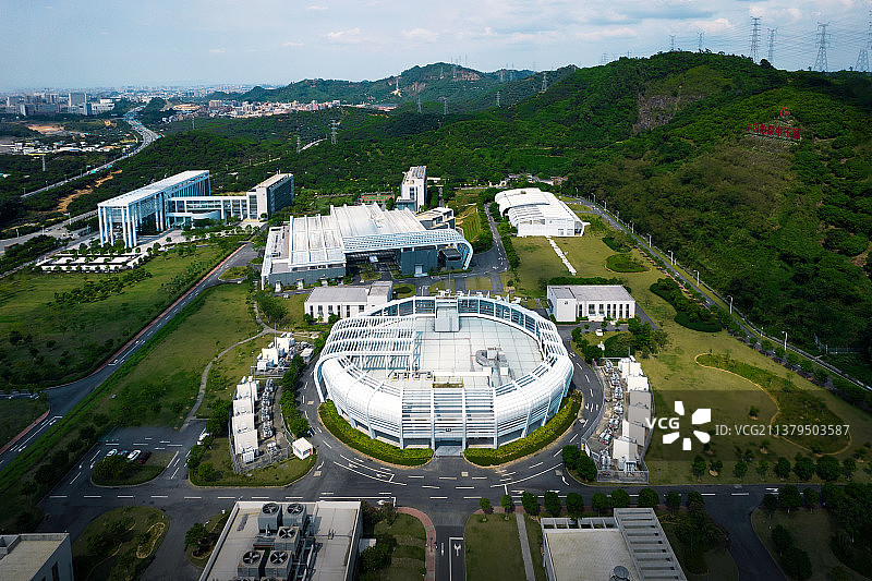 中国广东东莞中国散裂中子源大型科学研究装置航拍图片素材