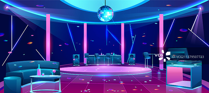 夜总会舞池卡通内景图片素材