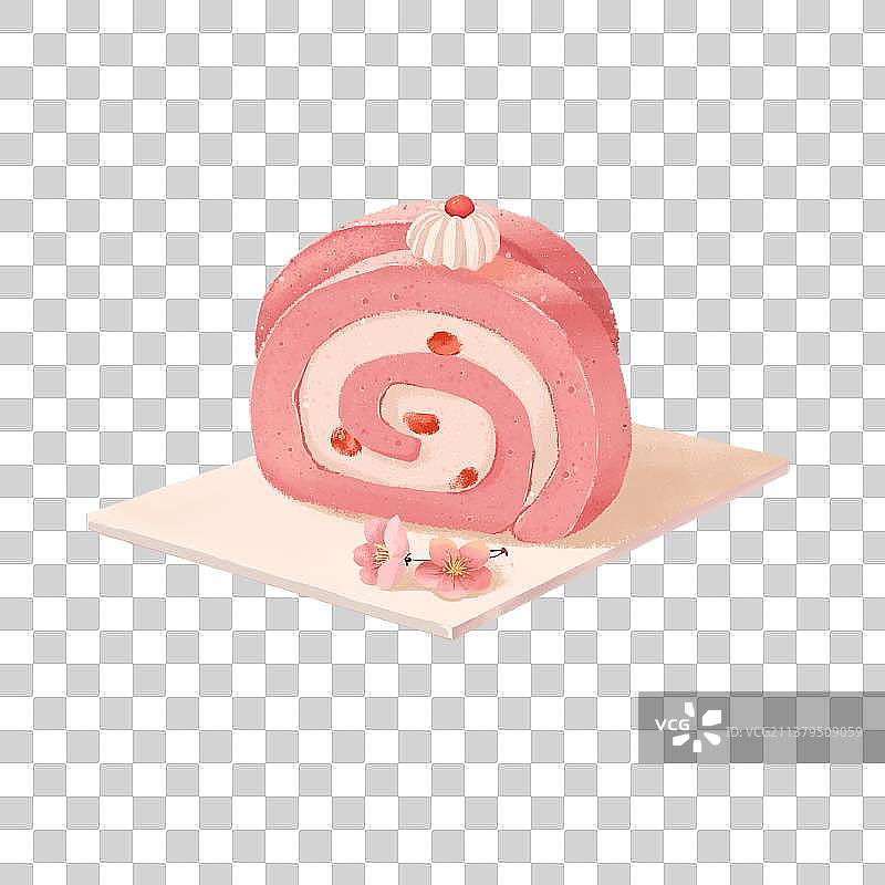 草莓蛋糕卷图片素材