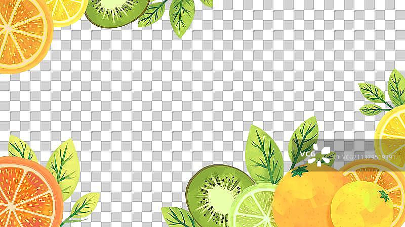 手绘水果切片图图片素材