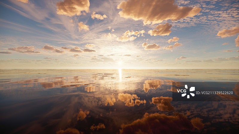 日落水面倒影图片素材