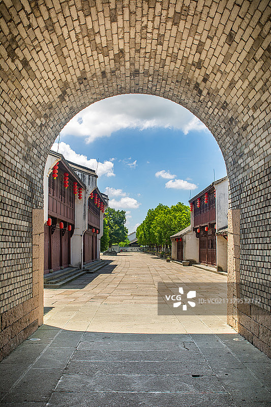 盐官古城 古代城市街景 古城墙城门  春熙门城楼 浙江嘉兴海宁市盐官古镇图片素材