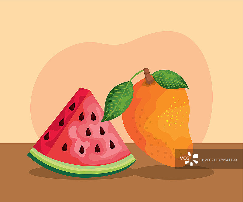 美味西瓜芒果有机水果图片素材
