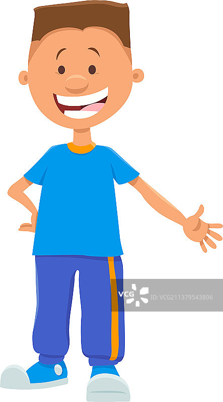 快乐的青少年男孩卡通人物图片素材