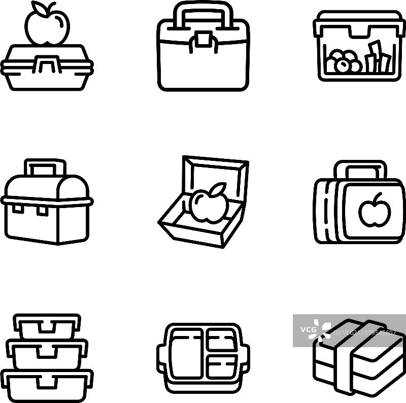 塑料午餐盒图标轮廓样式图片素材