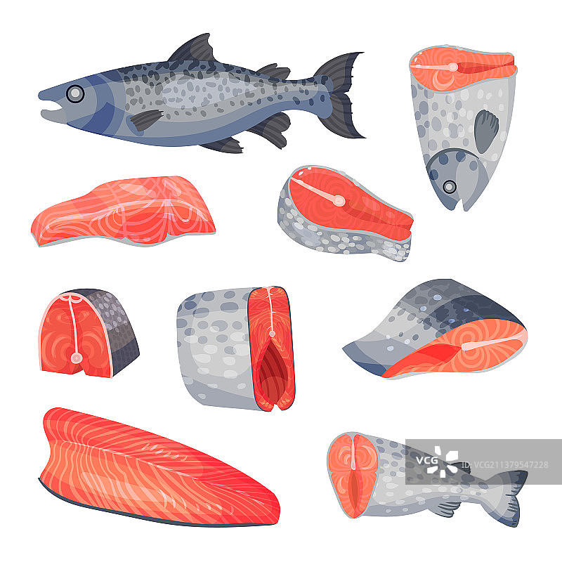 三文鱼切片套装图片素材