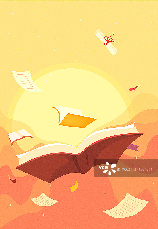 矢量书纸张通知书教育高考学习背景插画4图片素材