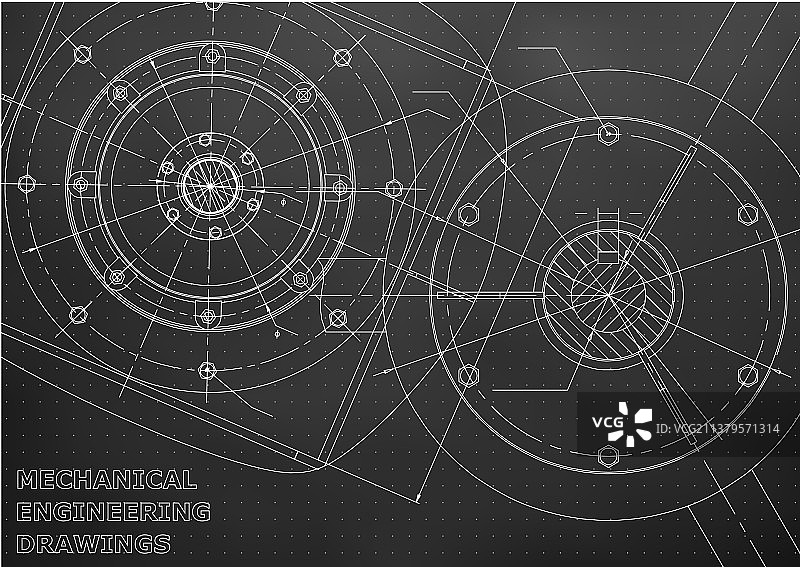 黑色机械工程图纸背景图片素材
