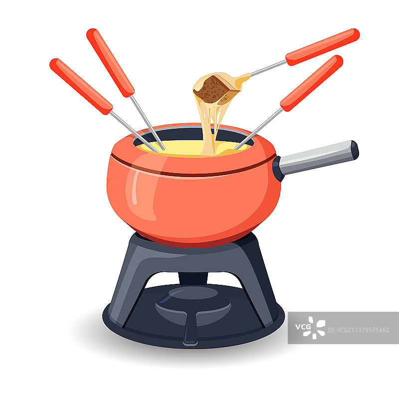 搭配各种传统美食的奶酪火锅图片素材