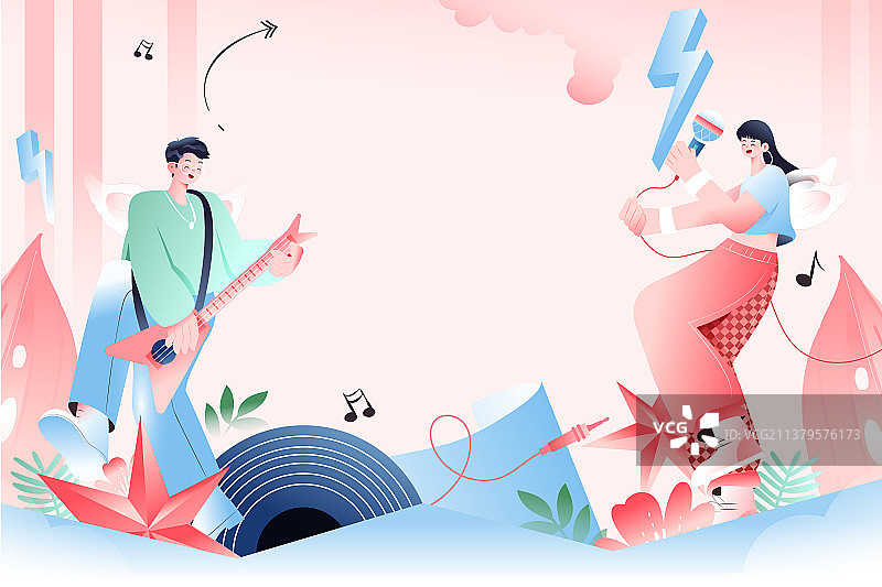 卡通情人节情侣在一起礼物浪漫约会爱心送礼表白520艺术字礼物求婚花卉电商促销优惠商务渐变活动矢量插画图片素材