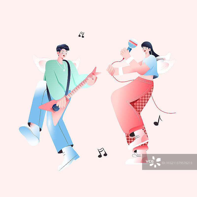 卡通情人节情侣在一起礼物浪漫约会爱心送礼表白520艺术字礼物求婚花卉电商促销优惠商务渐变活动矢量插画图片素材