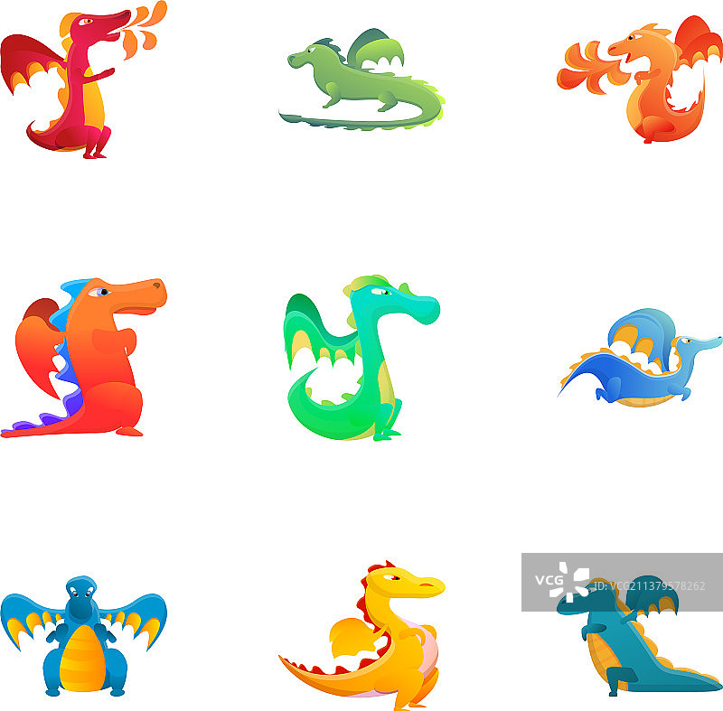 爬行动物龙图标卡通风格图片素材