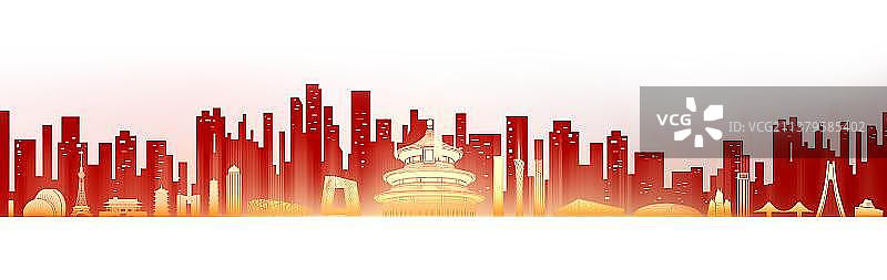 中国城市插画建筑科技概念抽象背景图片素材