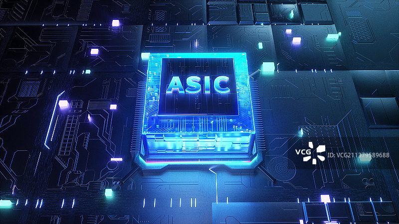 ASIC专用集成电路AI芯片三维渲染图图片素材