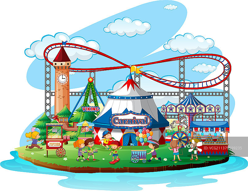 孤立背景上的游乐场主题公园图片素材