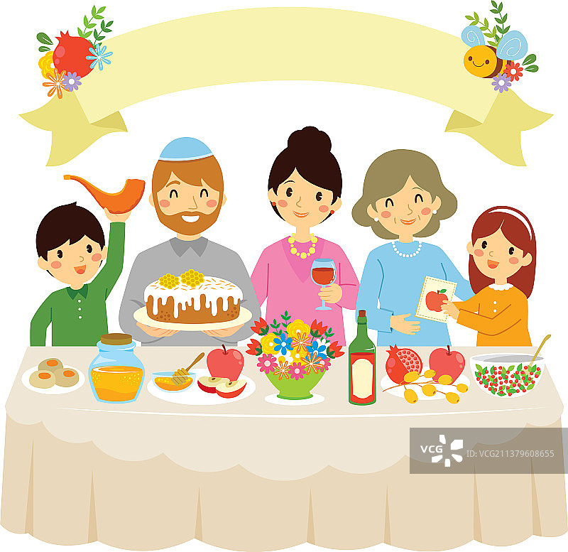 犹太新年里的家庭图片素材