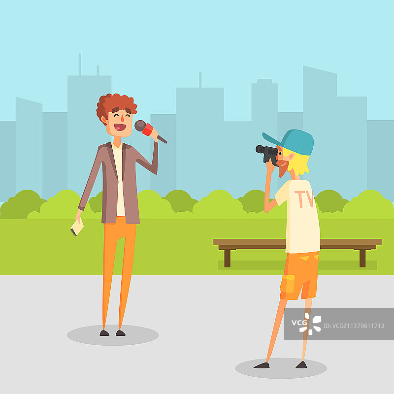 女记者做报道图片素材