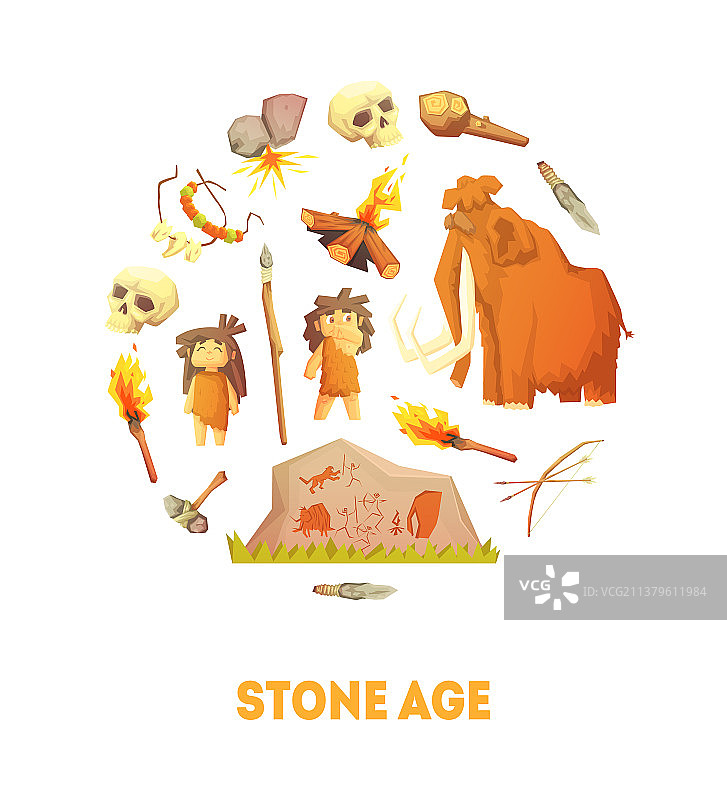 石器时代横幅模板：史前穴居人图片素材