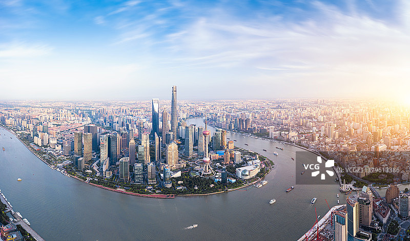 上海陆家嘴城市风光高视角全景图片素材