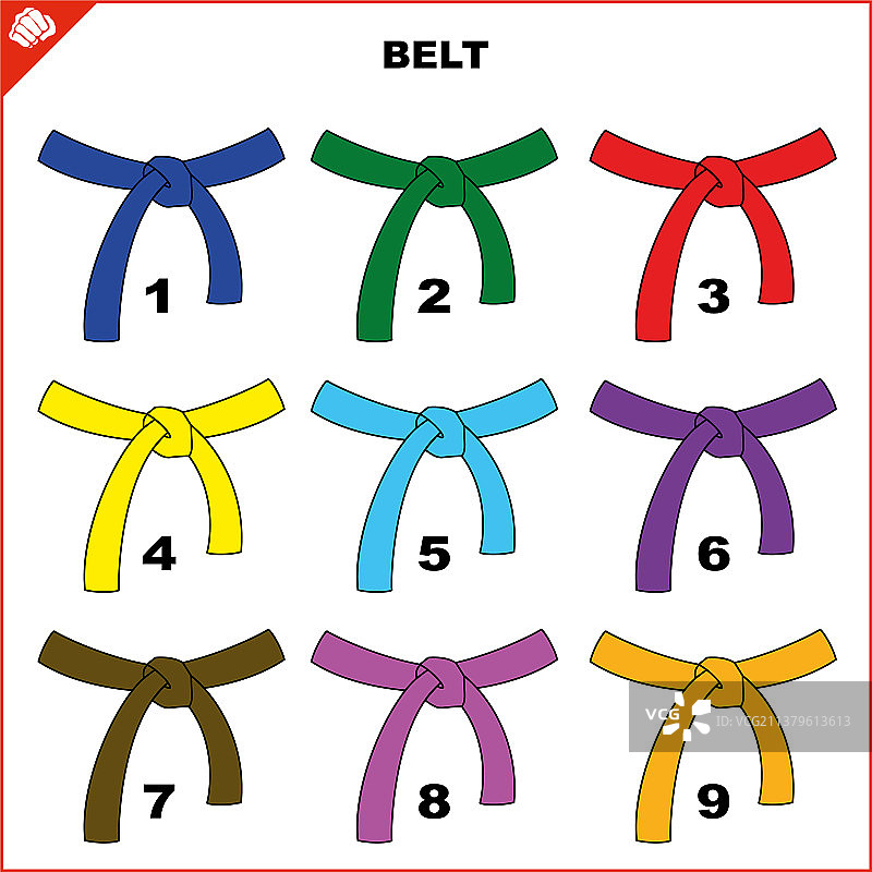 武术道服彩色腰带套装图片素材