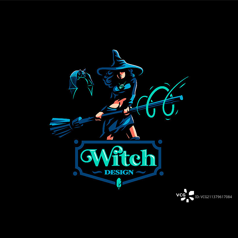 手持魔法扫帚的女巫图片素材