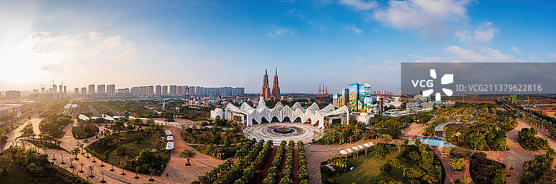 海南岛海口市秀英区长影环球100奇幻乐园全景图片素材